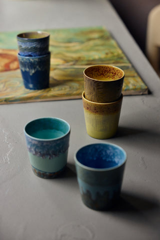 HKLIVING 70s ceramics: Van Gogh coffee mugs - Sunflowers set of 2