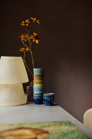 HKLIVING 70s ceramics: Van Gogh coffee mugs - Starry Night set of 2