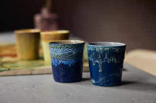 HKLIVING 70s ceramics: Van Gogh coffee mugs - Starry Night set of 2