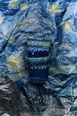 HKLIVING 70s ceramics: Van Gogh coffee mugs - Starry Night set of 2
