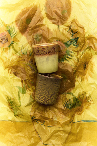HKLIVING 70s ceramics: Van Gogh coffee mugs - Sunflowers set of 2
