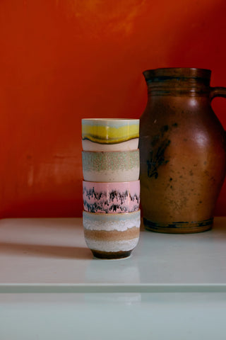 HKLIVING 70s ceramics: café cups deco set of 4