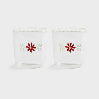 &Klevering Glass flora red set of 2