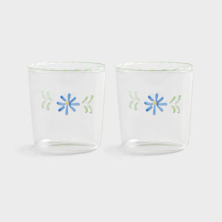 &Klevering Glass flora blue set of 2