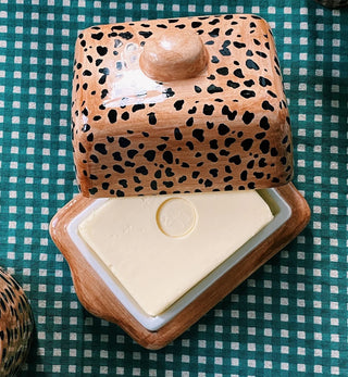 Anna + Nina Leopard Butter Dish