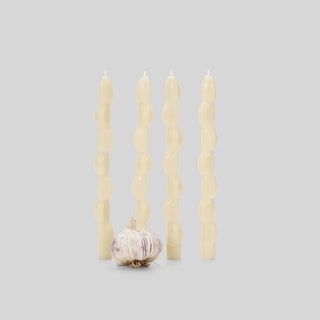 Maison Balzac 'The Garlic Bunch' Tapered Candles Set of 4 - Ivory