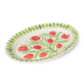TULIPS OVAL RIMMED PLATTER 40cms