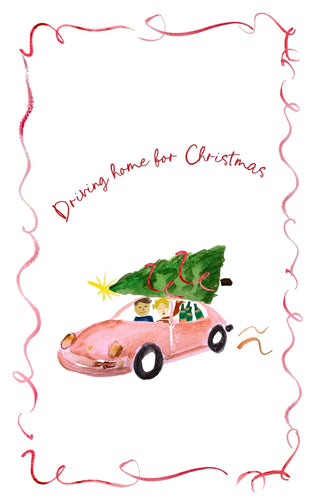 Driving Home for Christmas Linen Teatowel