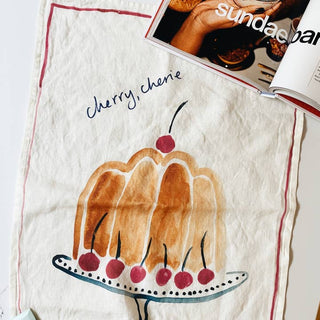 Dinette Cherry Cherie - Linen Tea Towel