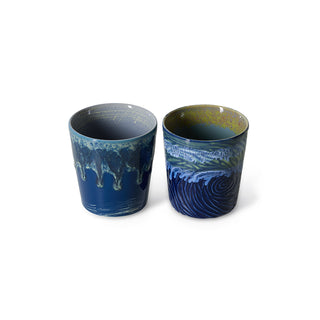 HKLIVING 70s ceramics: Van Gogh coffee mugs - Starry Night set of 2