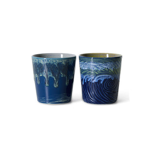 HKLIVING 70s ceramics: Van Gogh coffee mugs - Starry Night set of 2