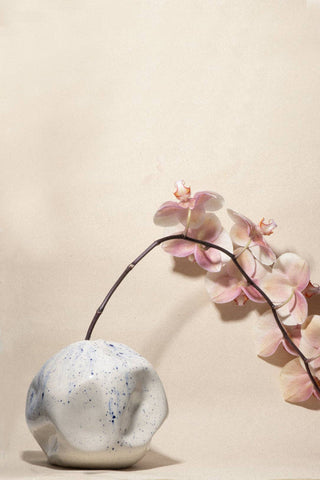 Completedworks Object 16 Large Matte White Vessel with Blue Splashes - La Gent Thoughtful Gifts