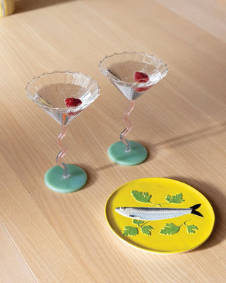 &Klevering Pink, Mint & Clear Curve Coupe Set of 2 - La Gent Thoughtful Gifts