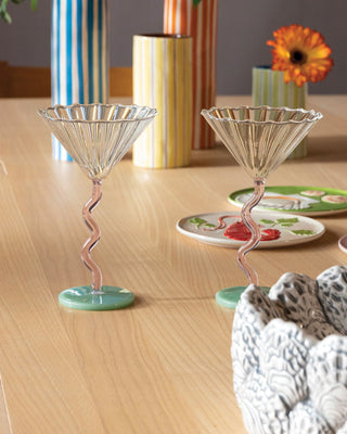 &Klevering Pink, Mint & Clear Curve Coupe Set of 2 - La Gent Thoughtful Gifts