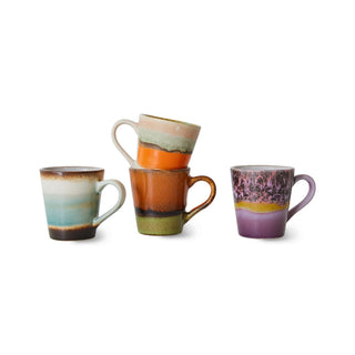 HKLIVING 70s Ceramics espresso mugs retro (set of 4)