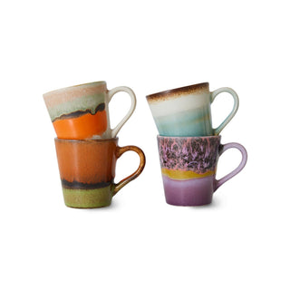 HKLIVING 70s Ceramics espresso mugs retro (set of 4)