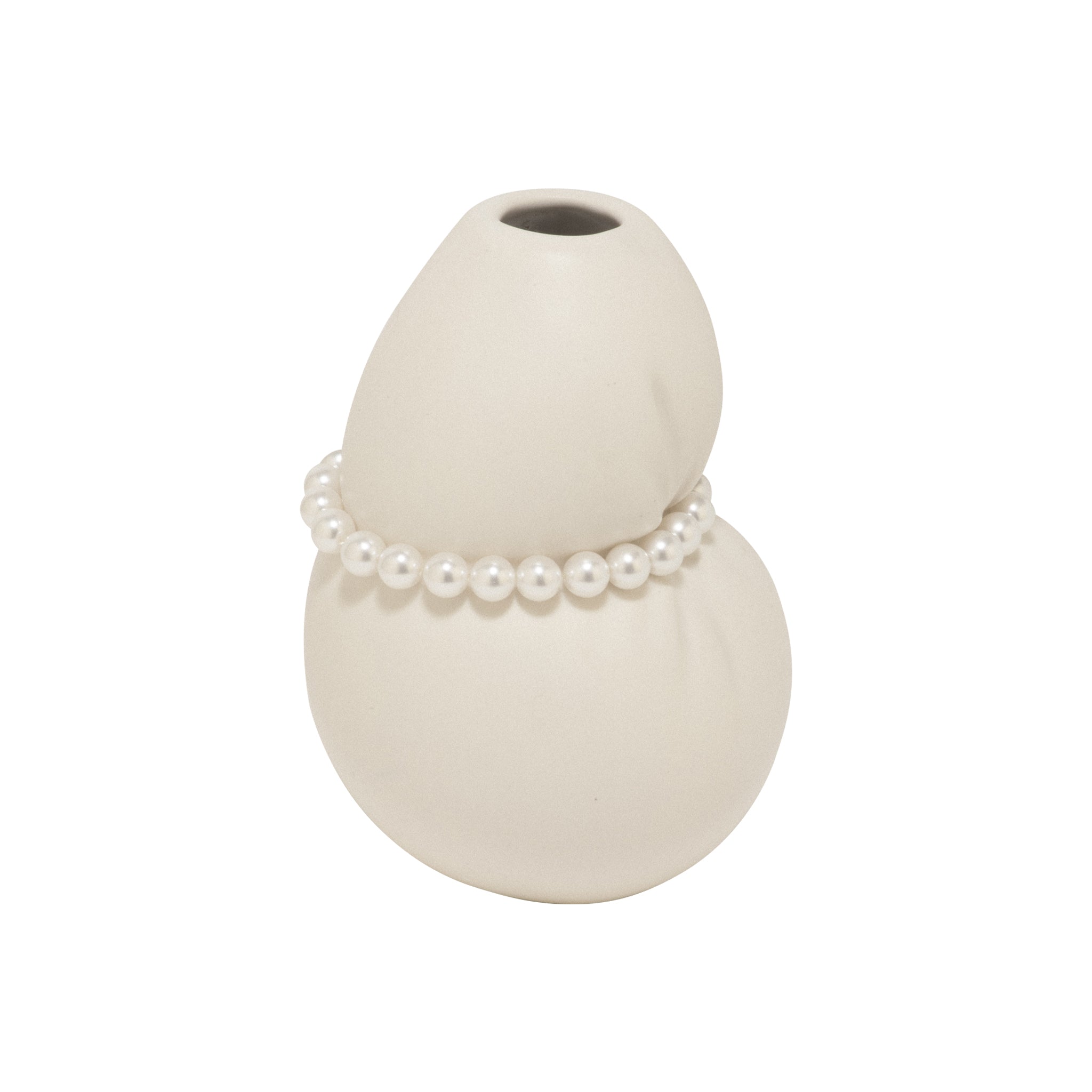 Completedworks B31 Small White Vase in Matte with Faux Pearls – La