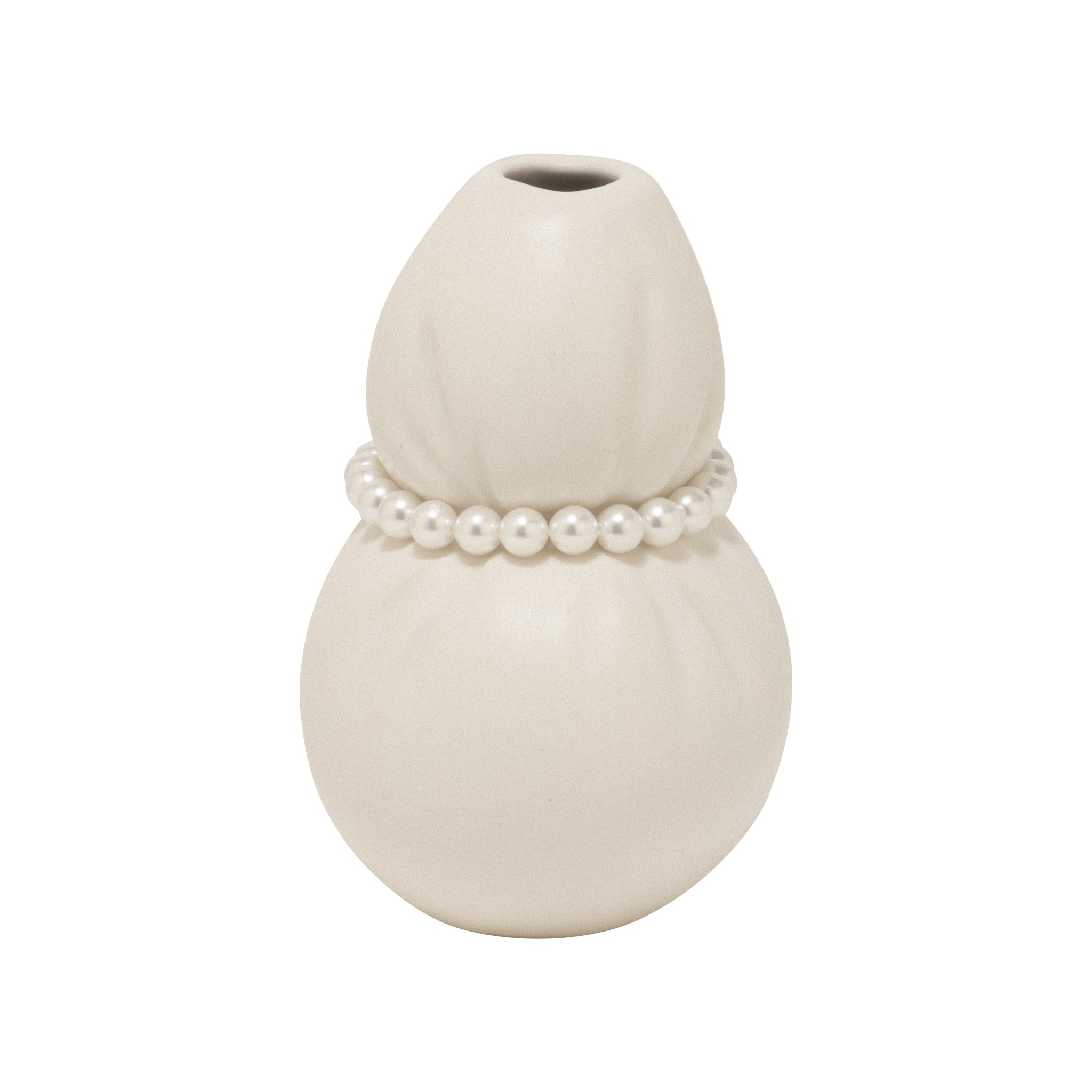 Completedworks B31 Small White Vase in Matte with Faux Pearls – La